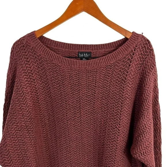 Nicole Miller Womens Knit Pullover Red Sweater XL Long Sleeve Round Neckline Top - Picture 2 of 8